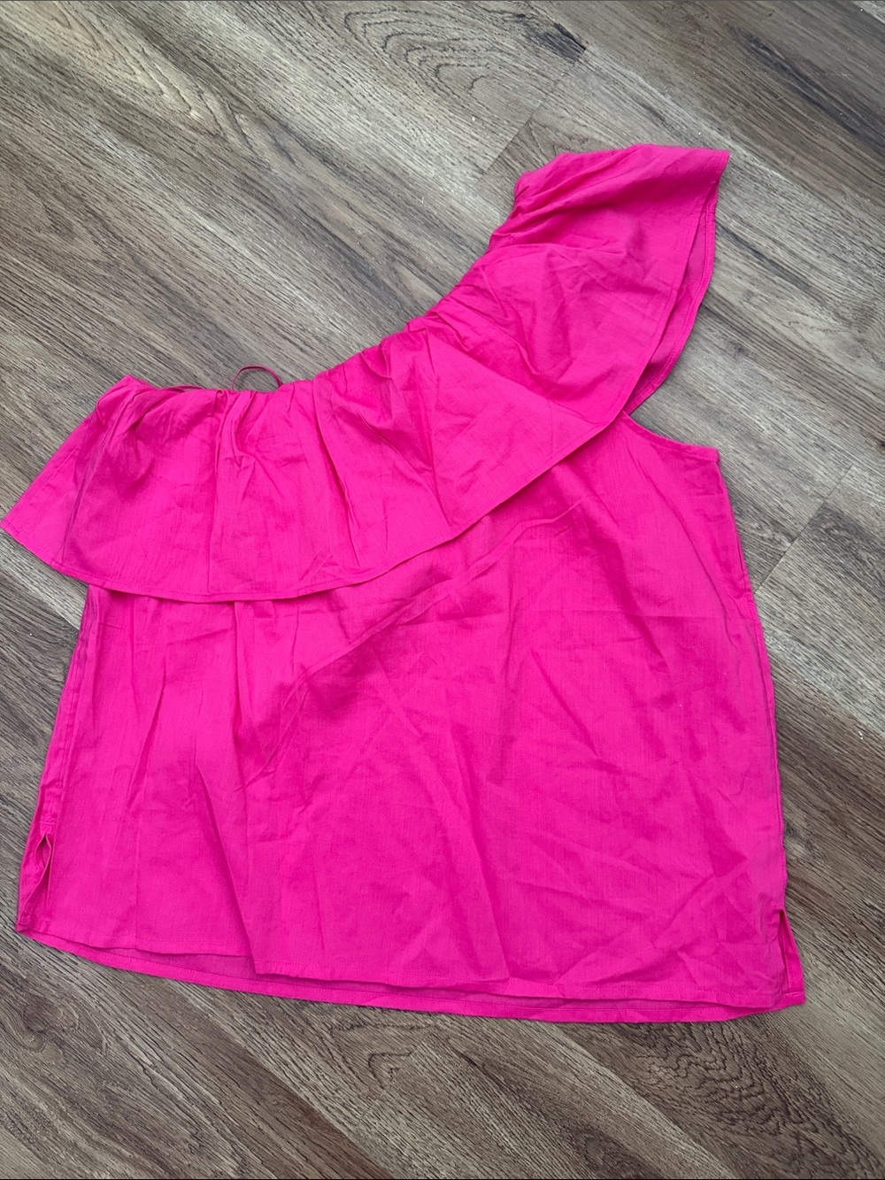 LOFT Hot Pink One Shoulder Ruffle Too - Picture 4 of 4